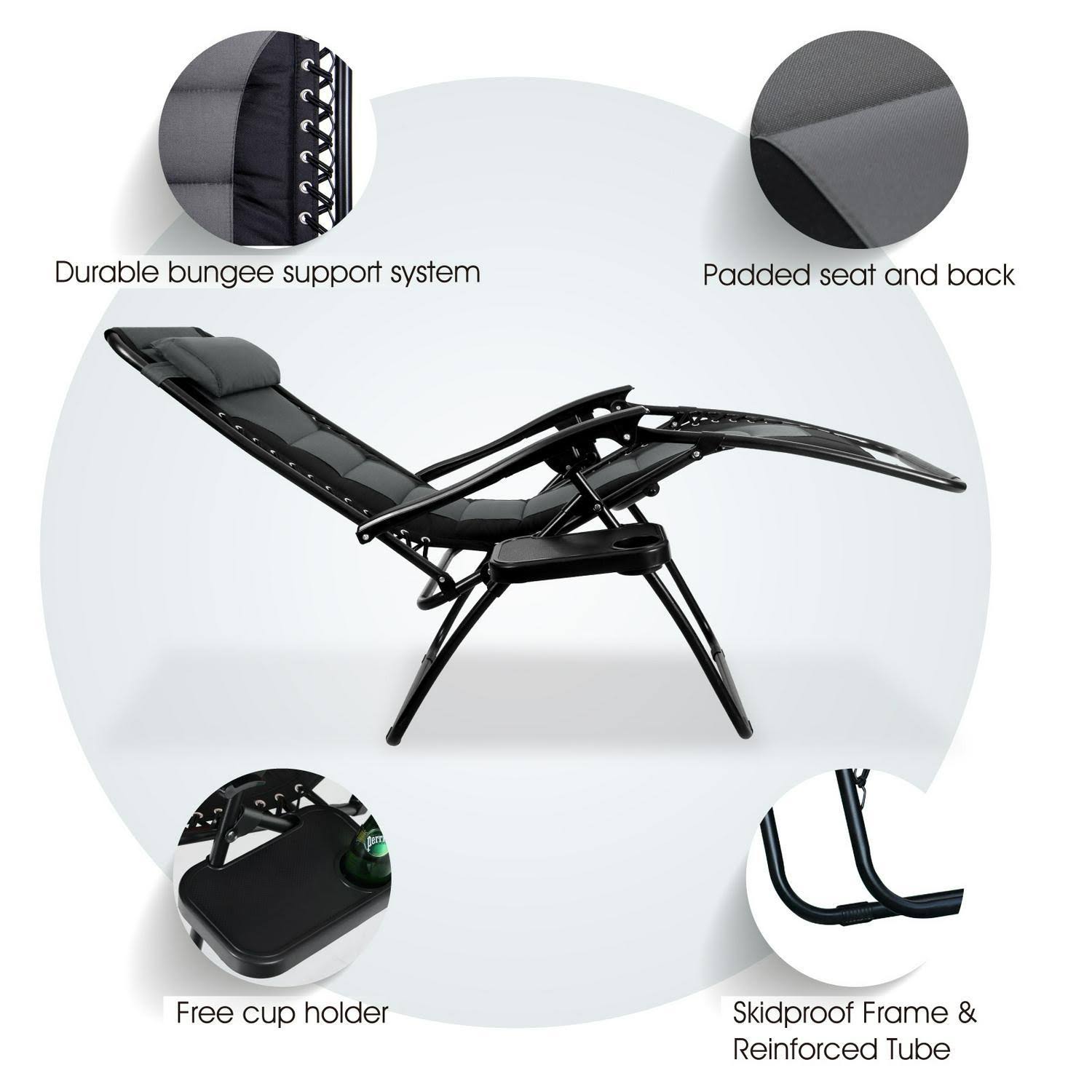 Padded Zero Gravity Chair, Grey X6401