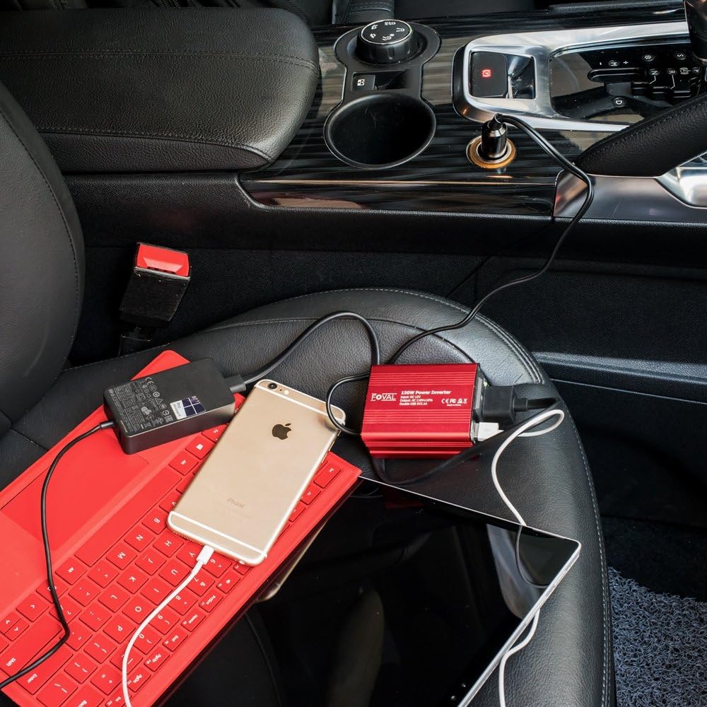 150W Car Power Inverter 12V DC to 110V AC Converter with 3.1A Dual USB, Pack of 2 U3894