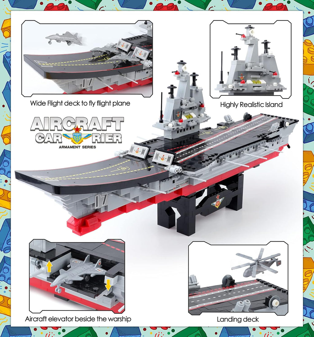 1131 Pieces Military Aircraft Carrier Building Blocks Set L2313