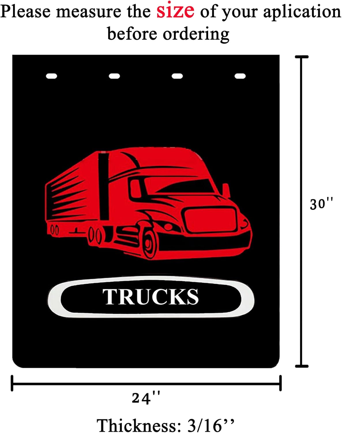 24"x30" Mud Flaps with Reflective Aluminum Strips for Semi Truck Trailer P484599