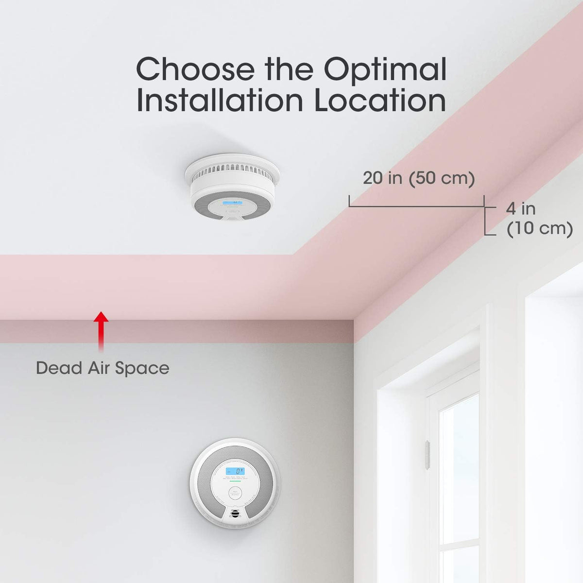 10-Year Battery Dual Sensor Smoke and Carbon Monoxide Detector Alarm with LCD Display, 5-Pack C500