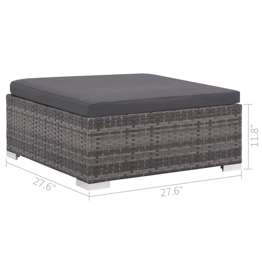 Set of 6 Poly Rattan Patio Sectional Corner Sofa with 2 Ottoman and Cushions Gray F58470