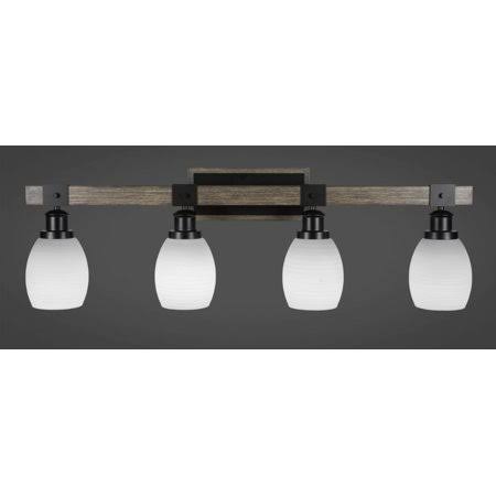 4 Light Bath Bar Matte Black Painted Distressed Wood F876