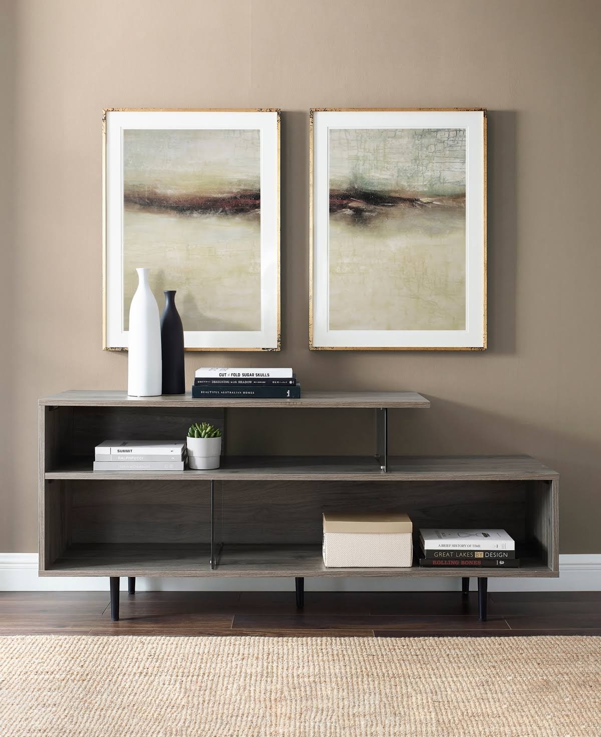 Dark Brown Wood and Glass Console I94148