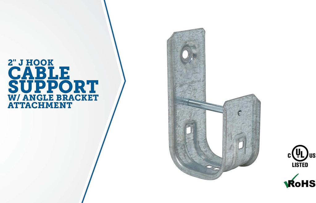 2 Inch Zinc Plated Steel J-Hook with Angle Bracket, 50 Pack R2722