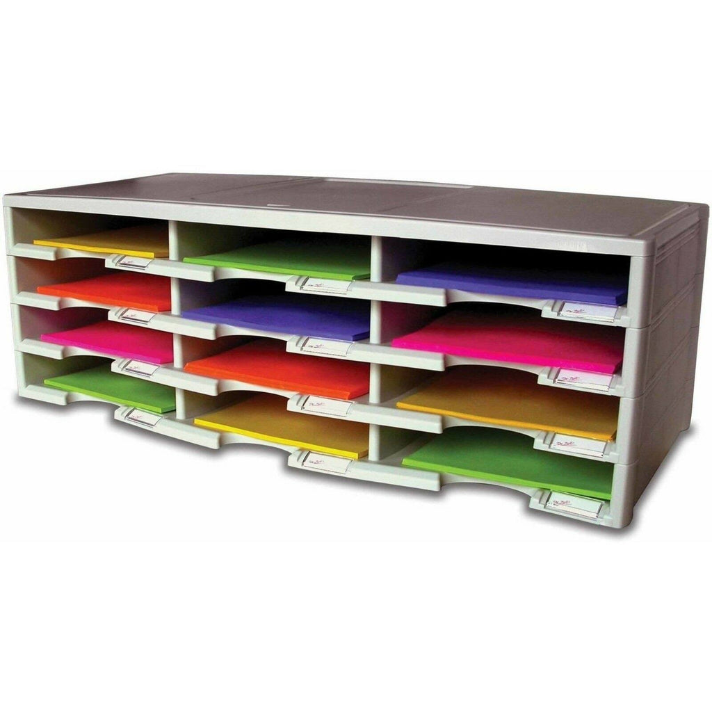 12-Compartment Literature Organizer, Gray U612680