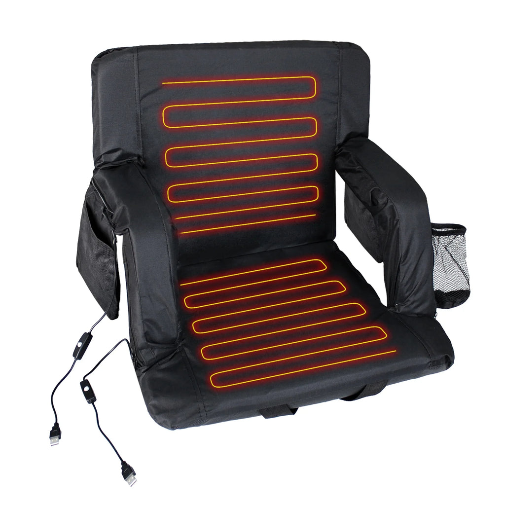 Double Heated Stadium Seat with Back Support, 21" Extra Wide Folded Bleacher Chair F370