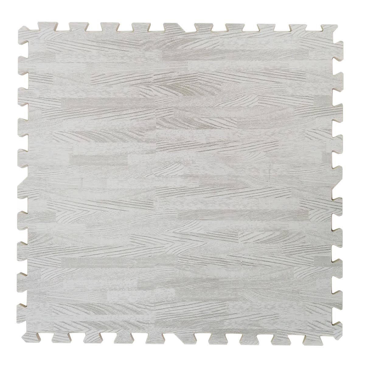 White Wood Grain Foam Mat Interlocking Flooring 25pcs E54651