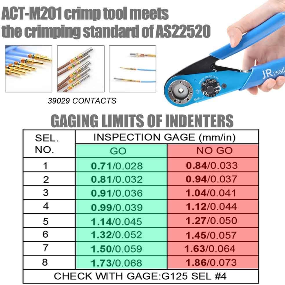 8 indent crimping tool for wire 12-26 awg solid barrel contact V265