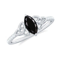 Black Diamond Solitaire Celtic Knot Ring, 925 Sterling Silver, US 4.00 X16032