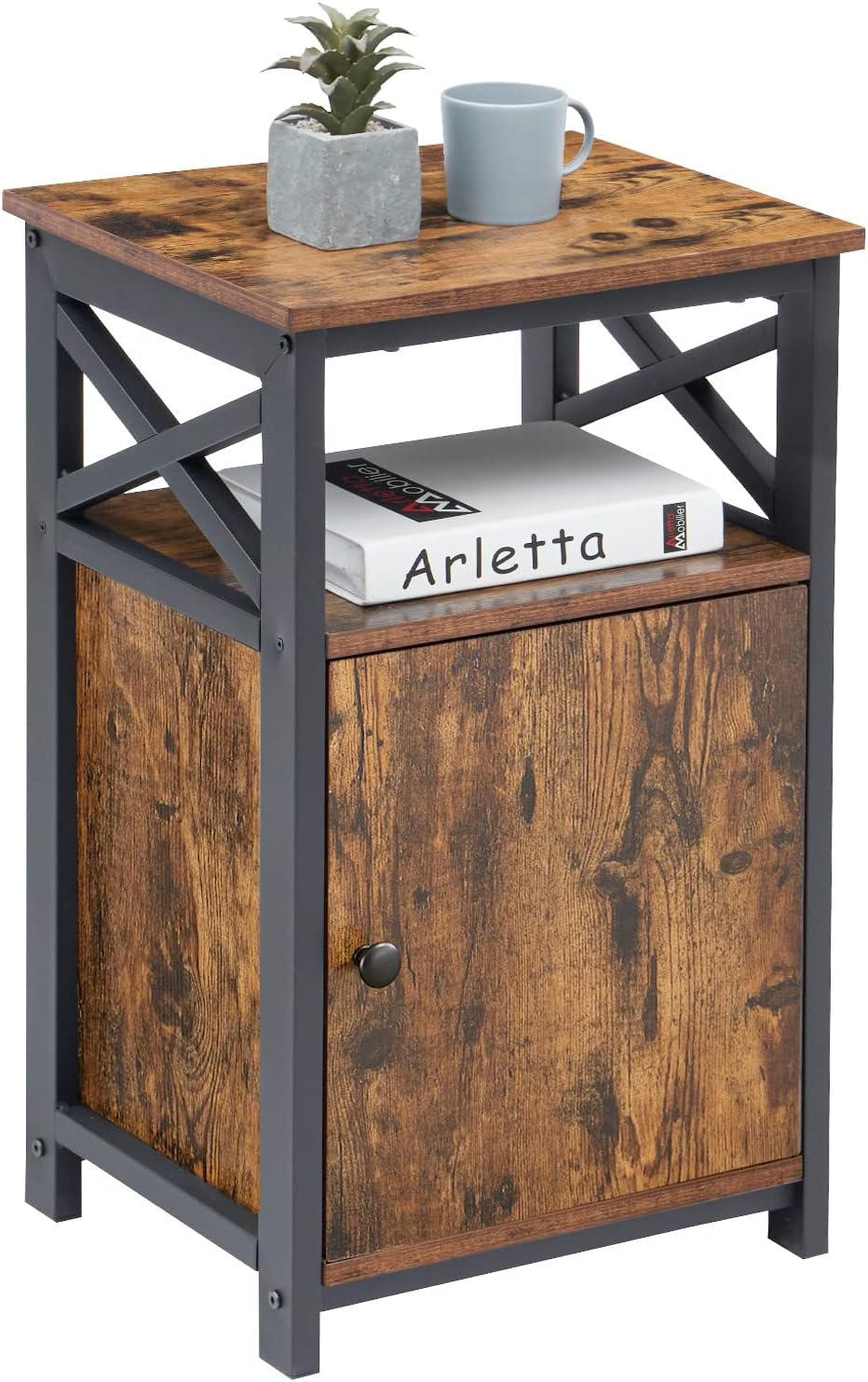 Rustic Brown End Storage Cabinet and Drawer Nightstand K95230