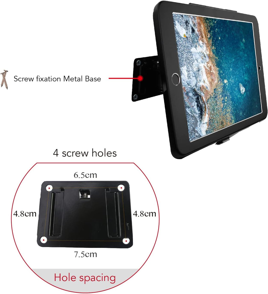Black Metal Wall Mount Bracket for iPad 9.7-Inch with Anti Theft Lock K20732