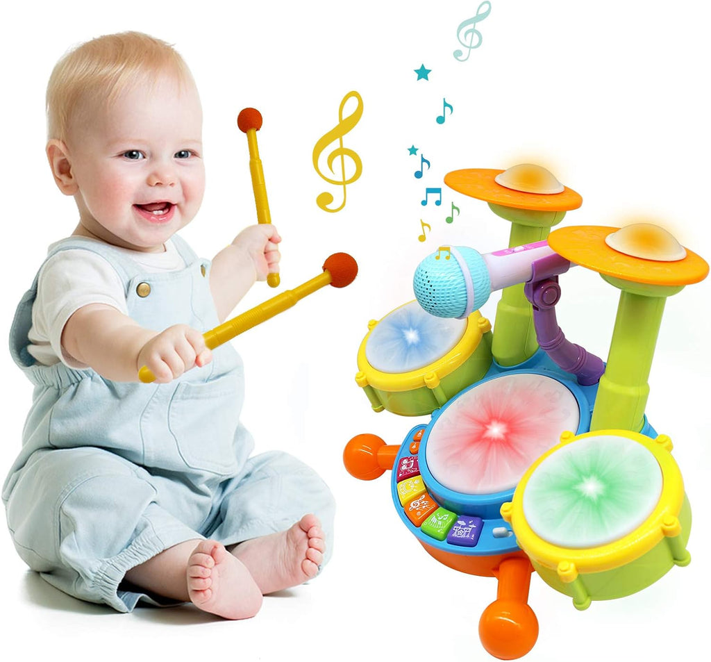 Drum Set for Kids with 2 Drum Sticks and Microphone, Musical Toys Pack of 2 R271923