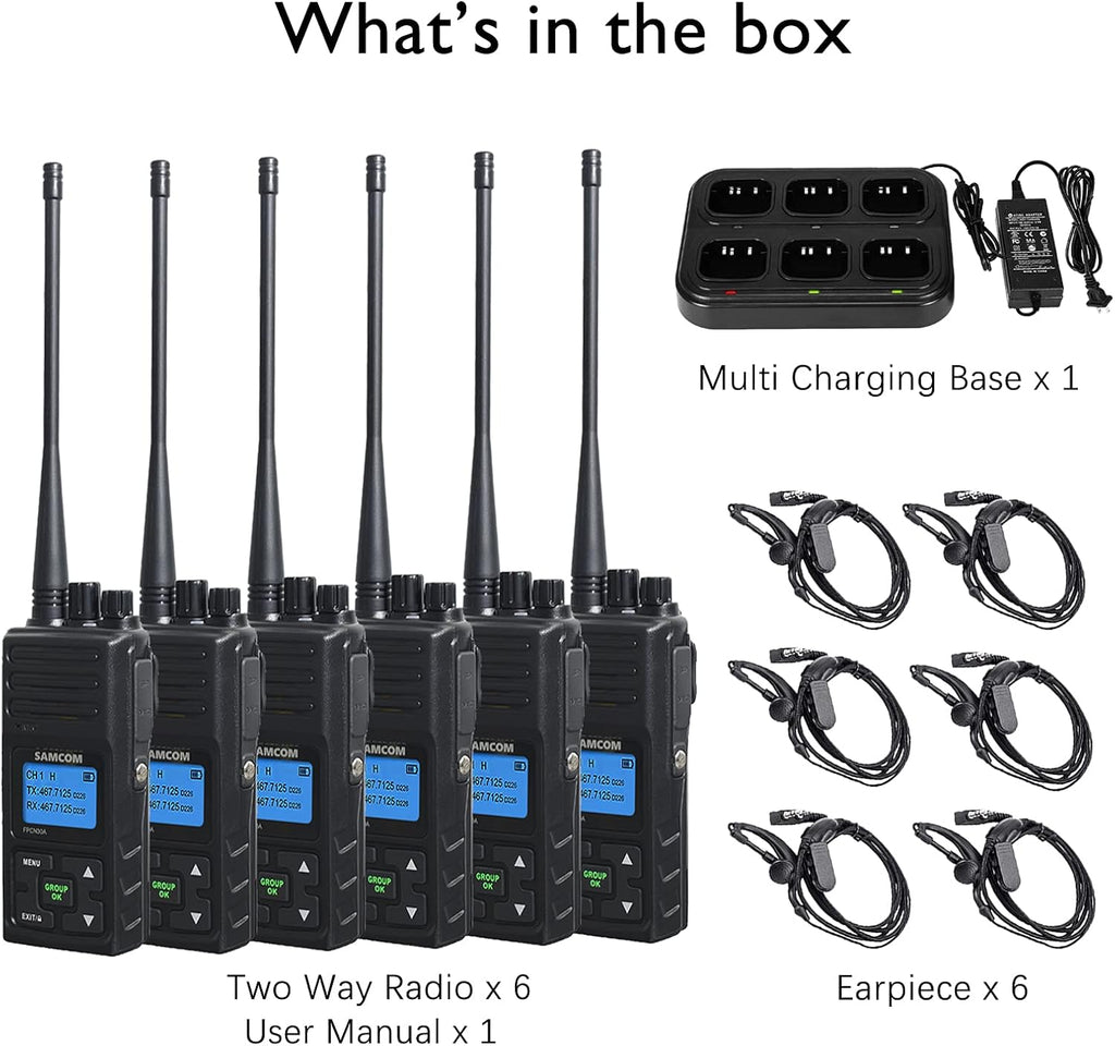 6 Pcs UHF Two Way Radio with Charger Base I12838