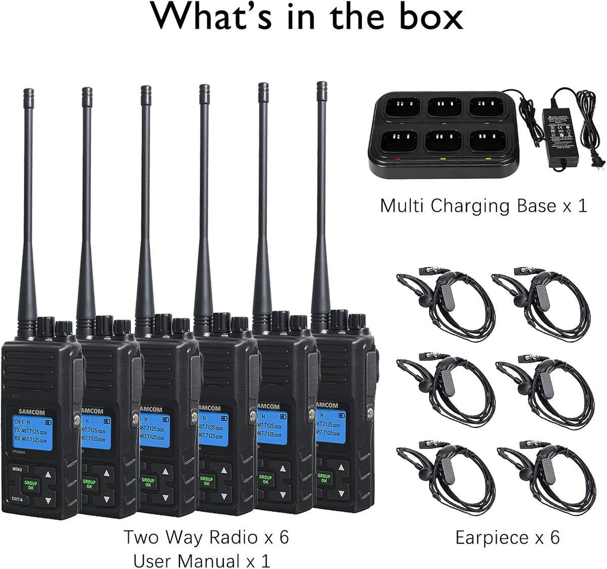 6 Pcs UHF Two Way Radio with Charger Base I12838