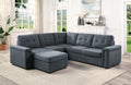 Gray Woven Fabric 6-Seater Sectional Sofa with Ottoman X14627