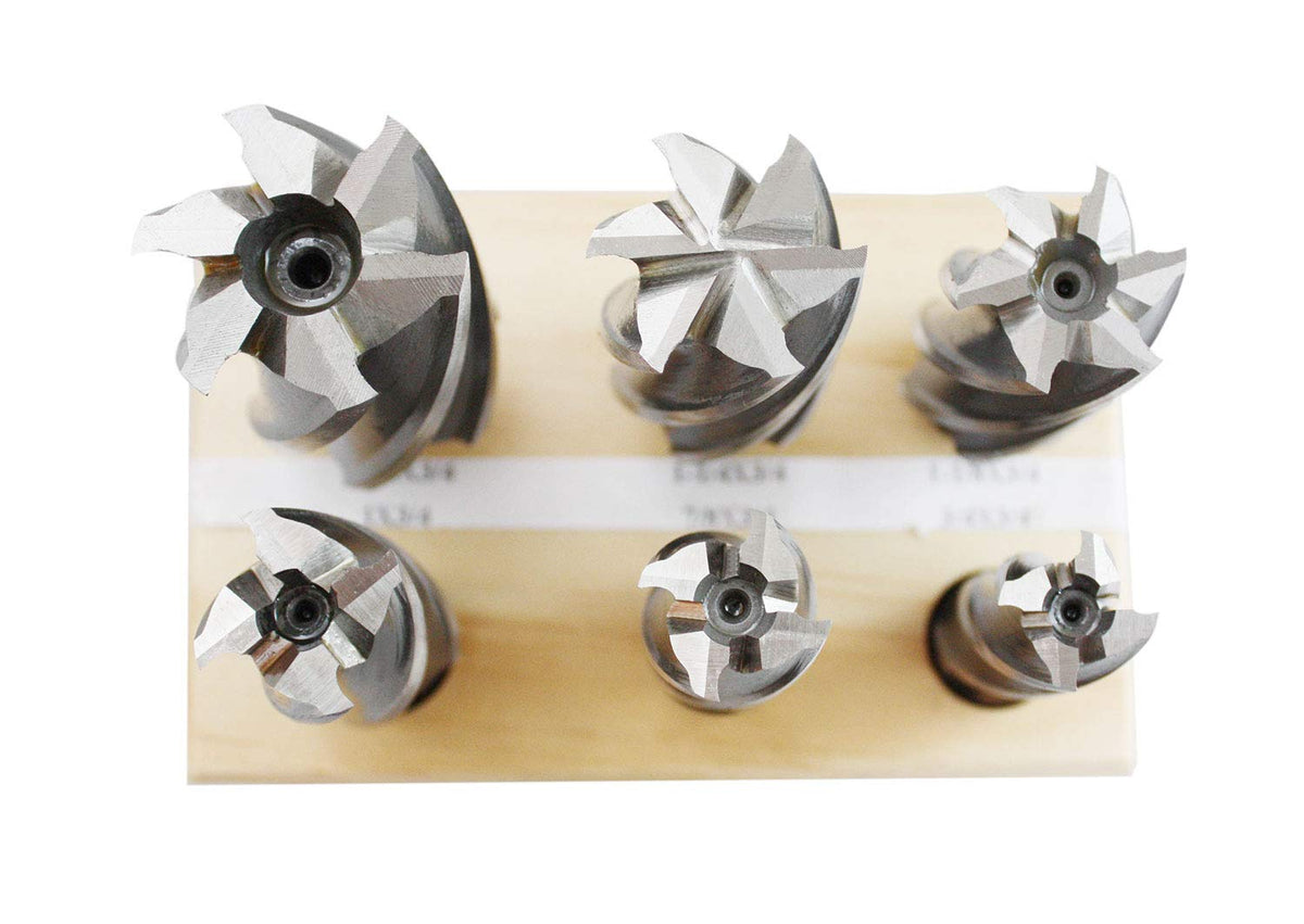 6 Pc Multi Flute H.S.S. End Mills Set, 3/4'' Shank, Cutting Dia 3/4'' to 1-1/2'' G56585