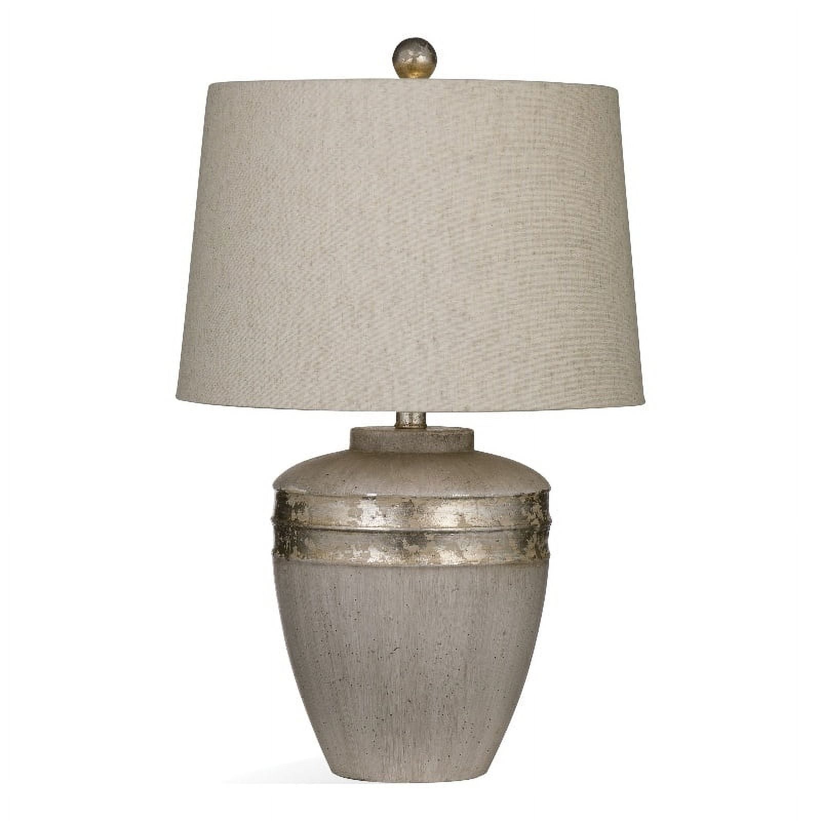 Antiqued Silver Metal Table Lamp with Drum Shade Q15104