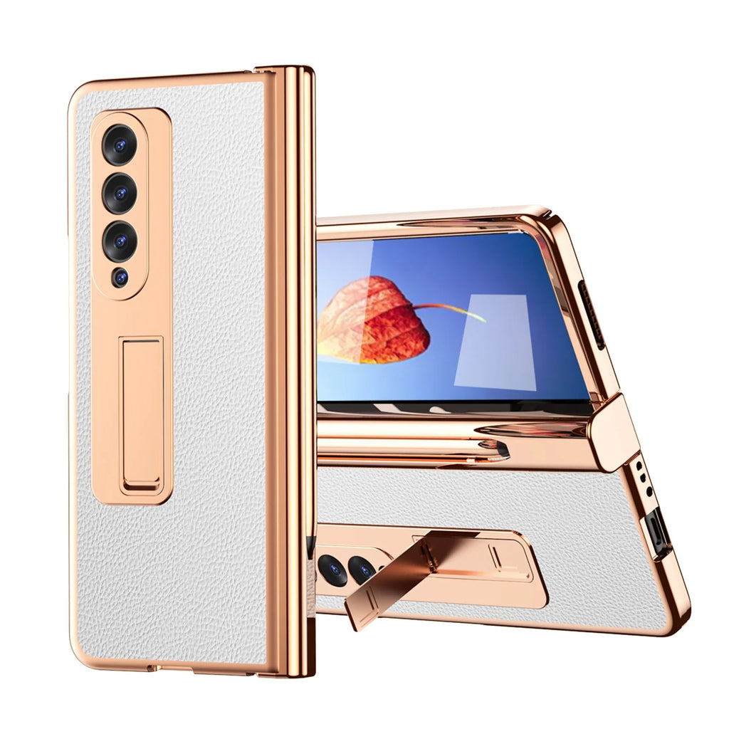 White PU Leather Hard PC Phone Cover with Pen Holder A522101