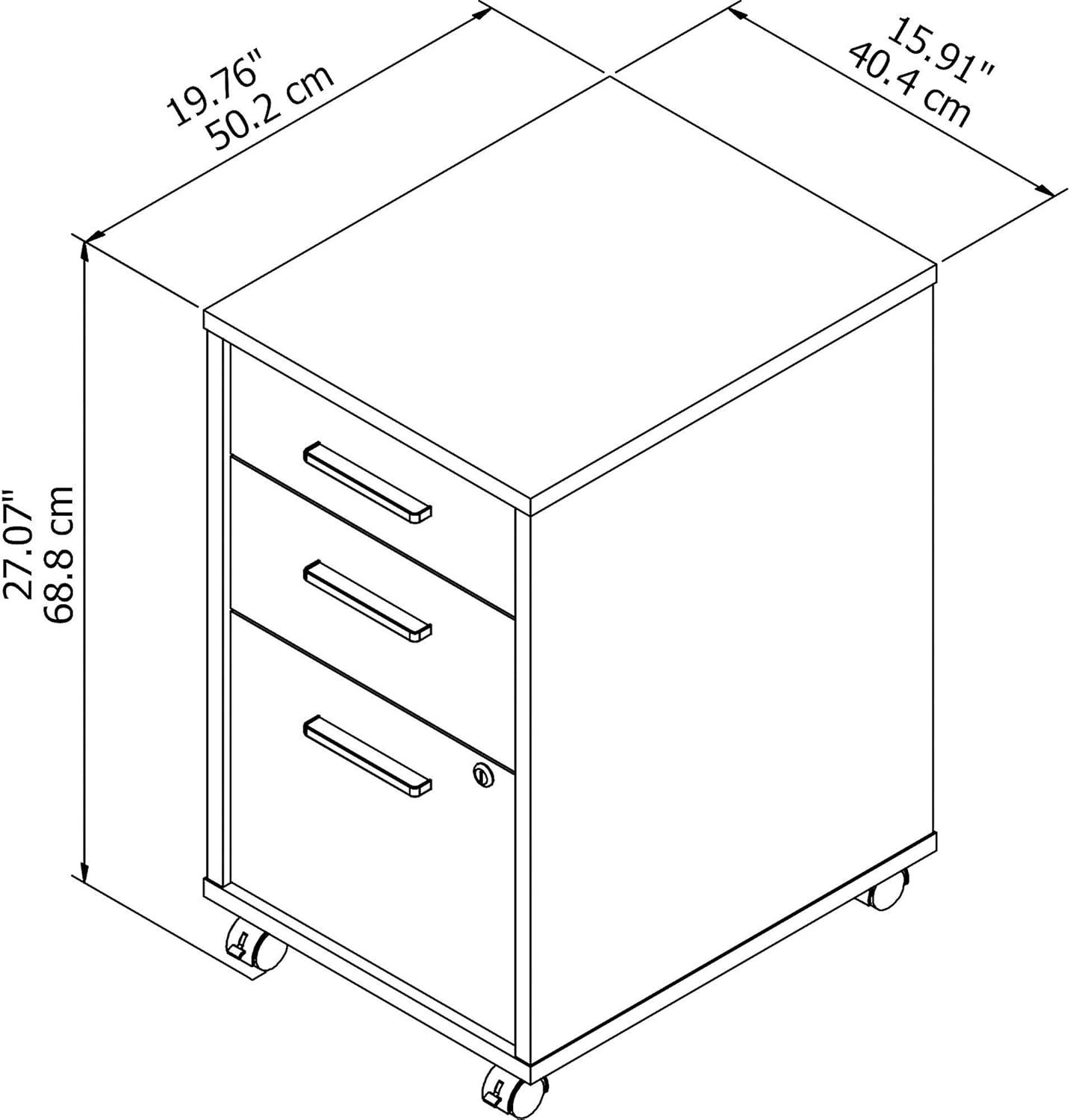 White 3 Drawer Mobile File Cabinet E6326