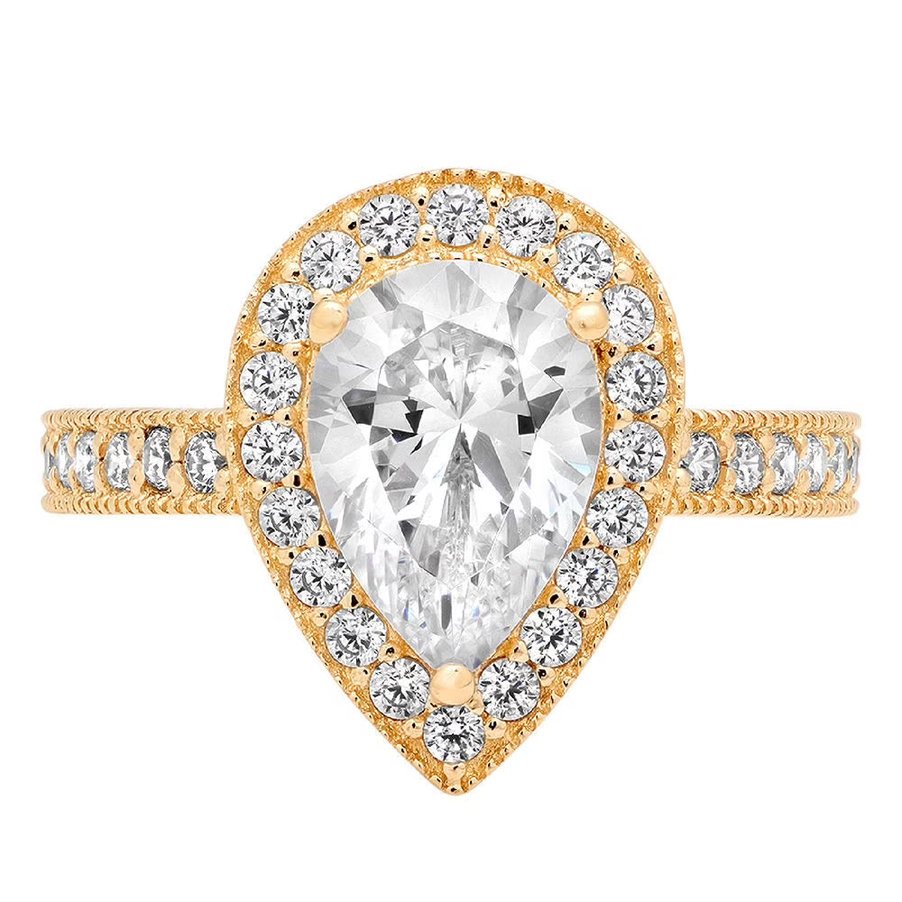 14K Yellow Gold Halo Engagement Ring With Diamond L18797