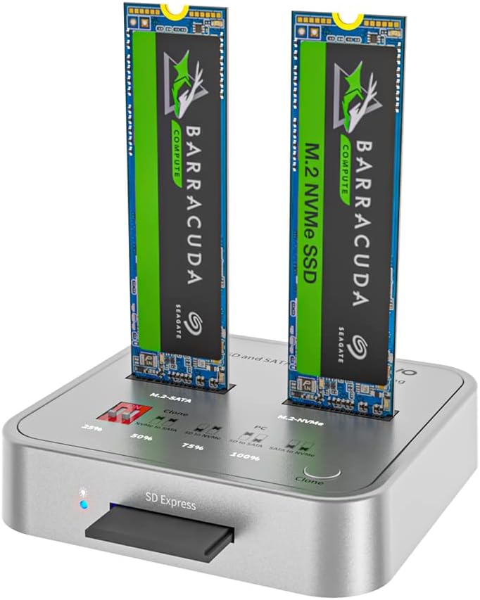 M.2 SATA/NVME External Hard Drive Docking Station with SD Card Reader and Offline Clone Duplicator A23680
