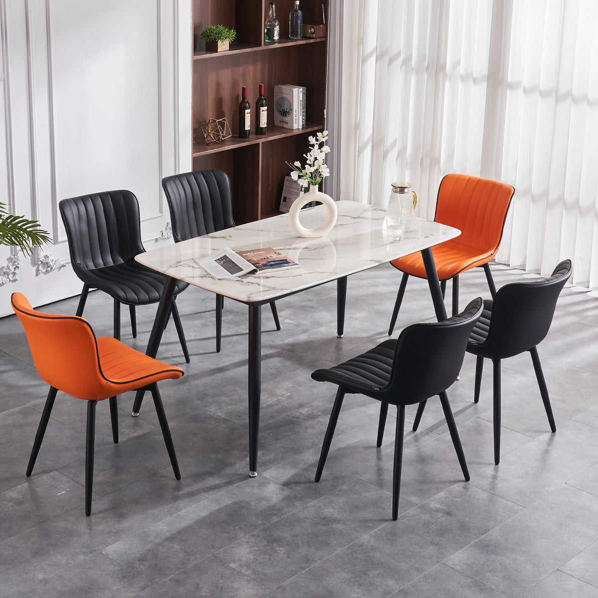 Black Faux Leather Dining Chair V339
