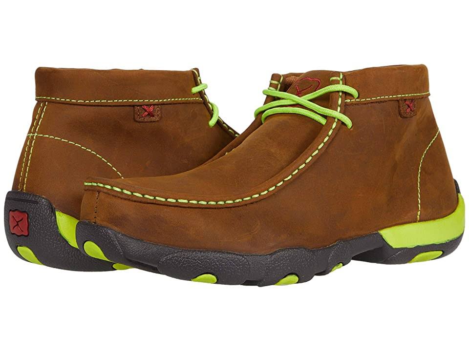 Distressed Saddle/Neon Yellow Leather Driving Moc R3841