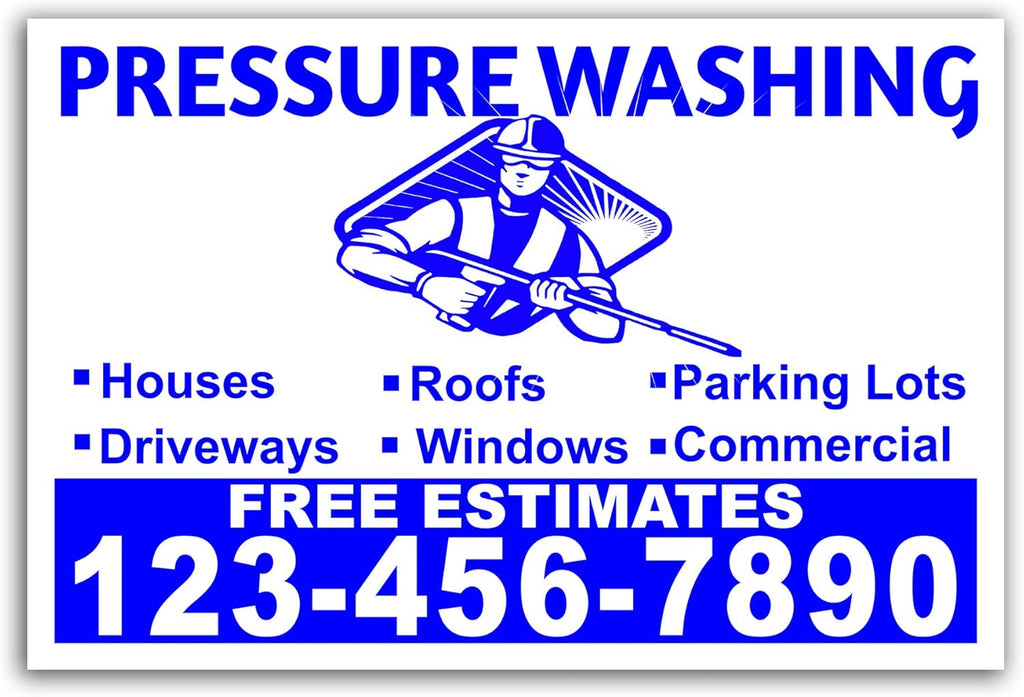 Pressure Washing Yard Signs 18"x12" Single Sided Print Glossy UV-Ink Pack of 2 N7695