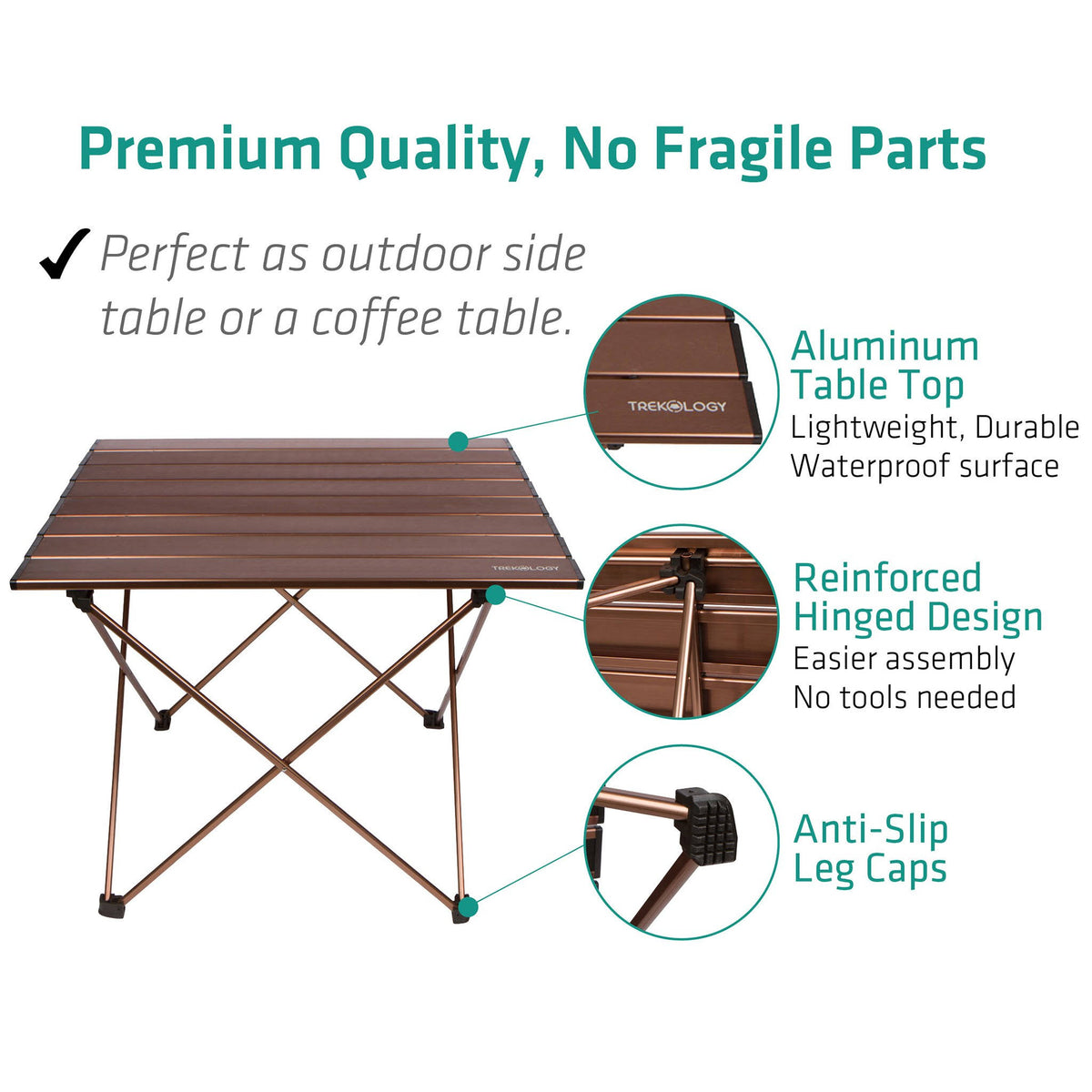Blue Aluminum Portable Camping Side Table J32755