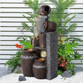 39.3" Outdoor Water Fountain with LED Lights 5 Tiers Cascading Fountain Q15858