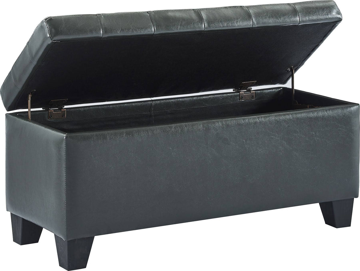 Grey Faux Leather Storage Ottoman F1725