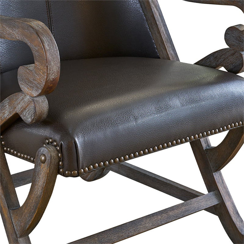 Gray Leather Chair & Ottoman Set B876