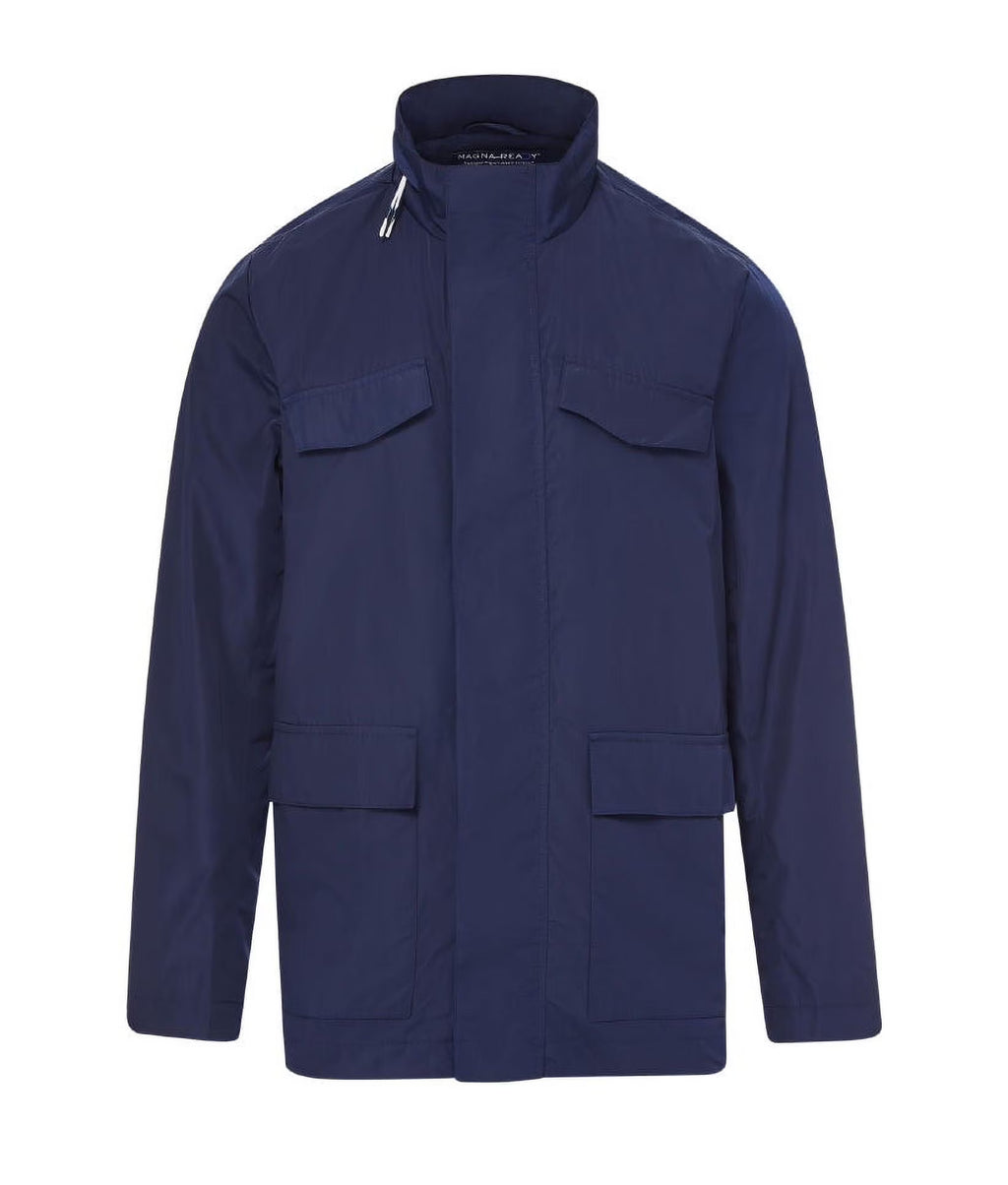 Navy Long Sleeve Rain Jacket with Magnetic Closures Y110202