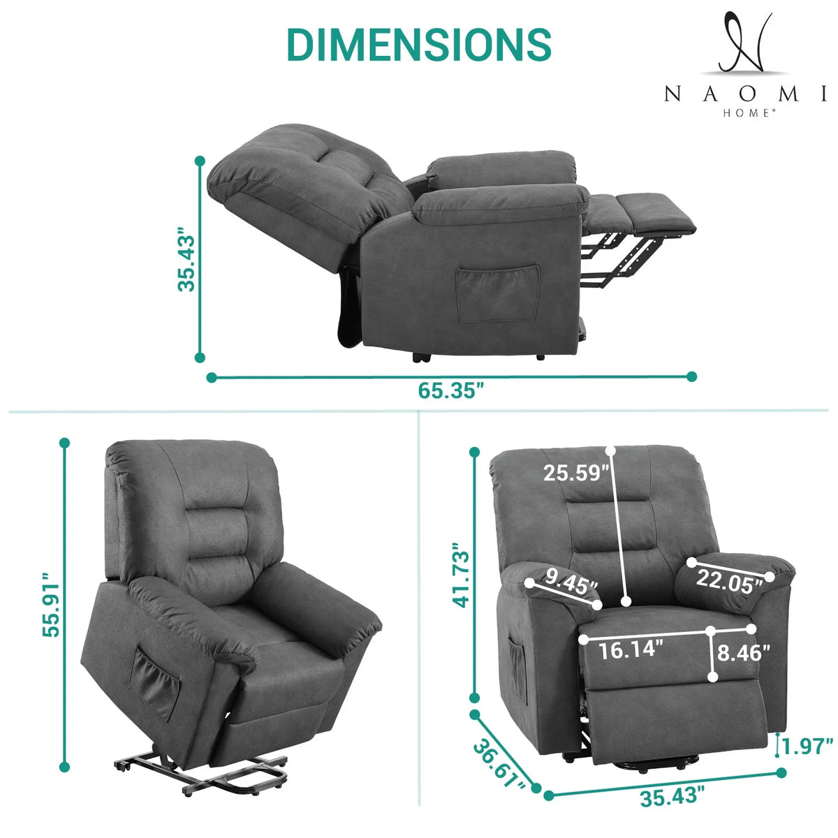 Gray Electric Lift Recliner Chair with Footrest N130143