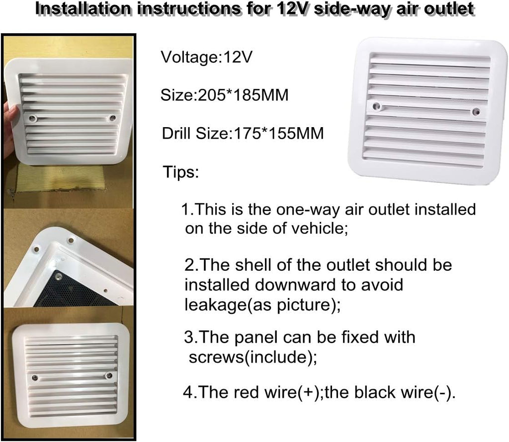 12V One-Way Ventilation Fan for Car RV Van (Black) I4801