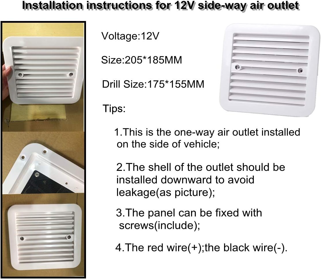 12V One-Way Ventilation Fan for Car RV Van (Black) I4801