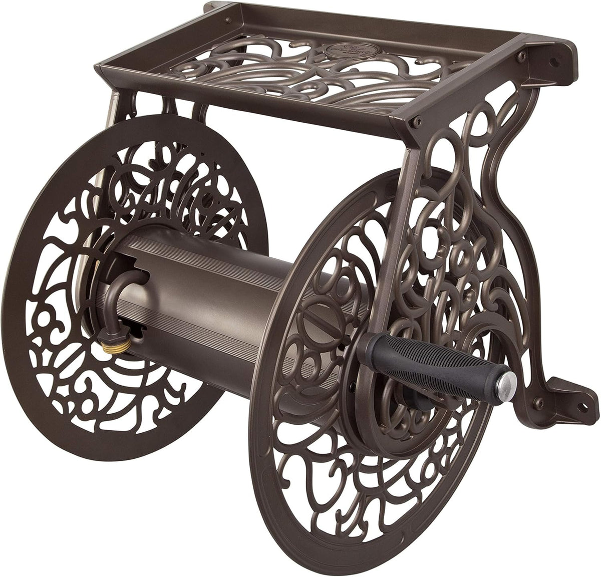 Cast Aluminum Wall Mount Garden Hose Reel, Holds 125-Feet of 5/8-Inch Hose K86421
