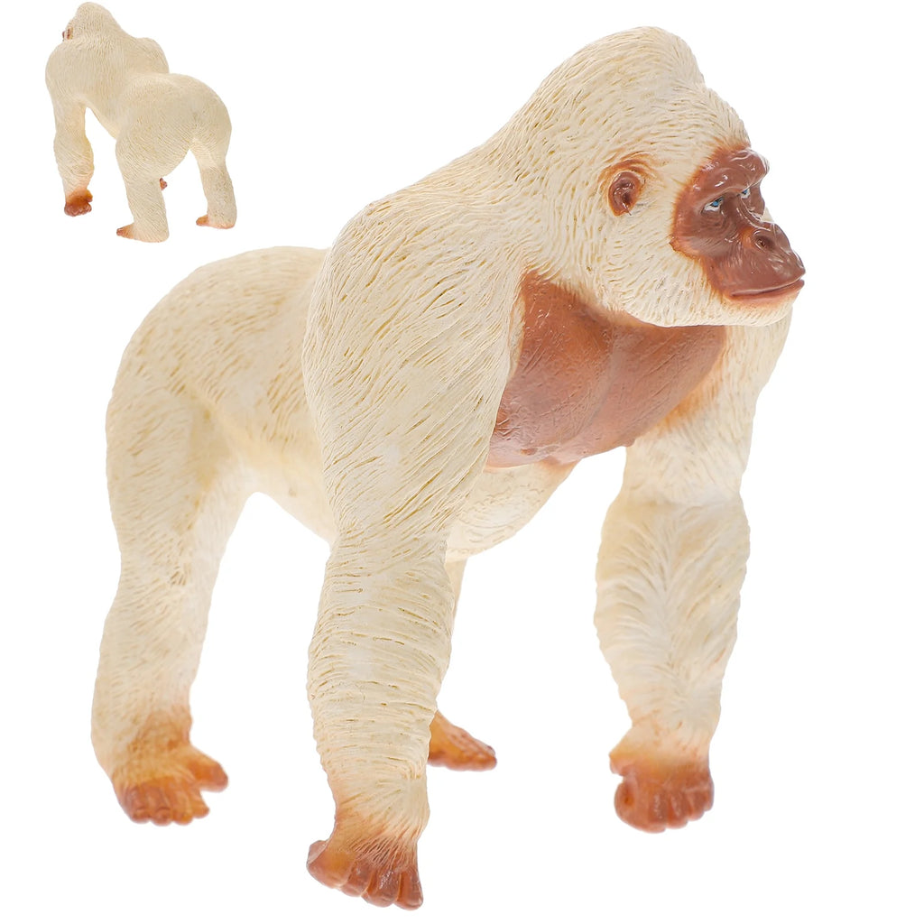 Mini Gorilla Chimpanzee Orangutan Toy Figurine White Plastic X84224