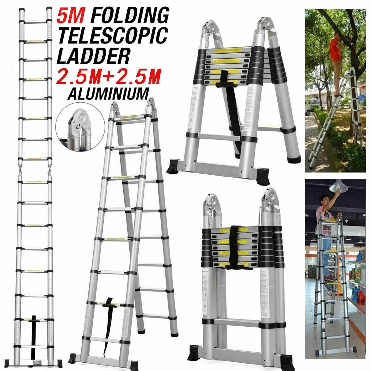 16.5FT Aluminum Telescoping Extension Ladder F8504