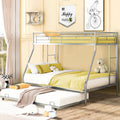 Twin Over Full Metal Bunk Beds with Trundle Bed and Side Ladders L48360