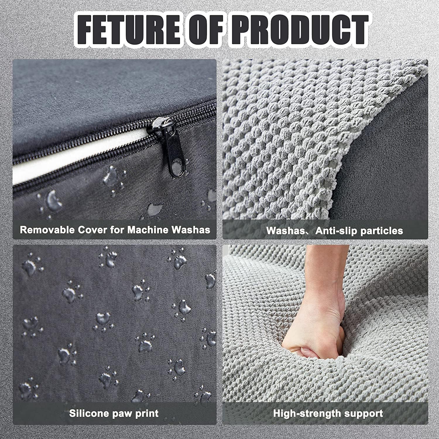 Grey Non-Slip Foam Pet Ramp Stairs O70372