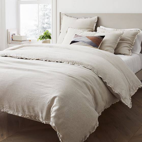 King Cal. King European Flax Linen Ruffle Duvet Set N47975