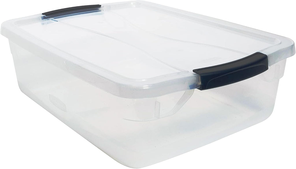 Clear 16 QT Pack of 6 Stackable Plastic Storage Containers with Latching Clear Lids G282395