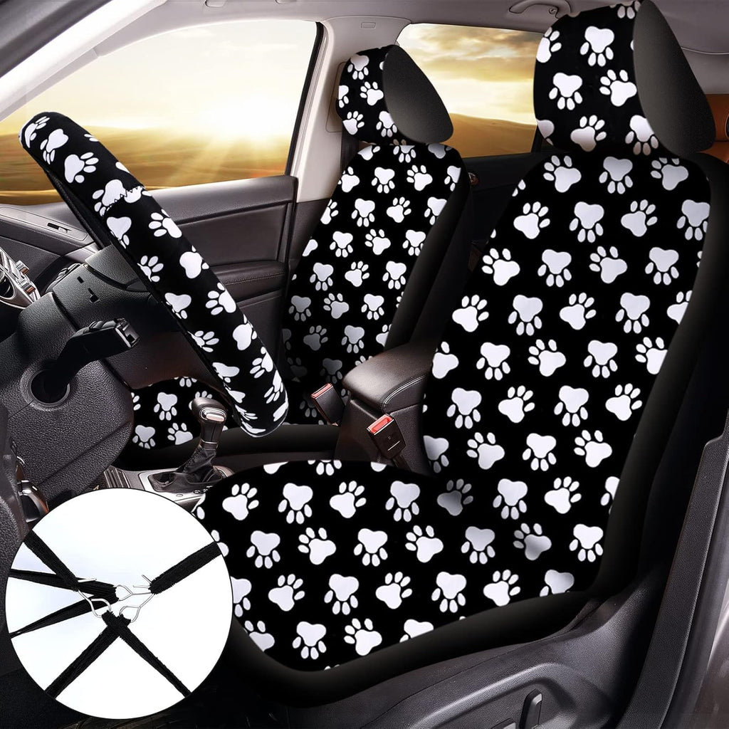 15 Pcs Paw Print Car Seat Cover Full Set V92536