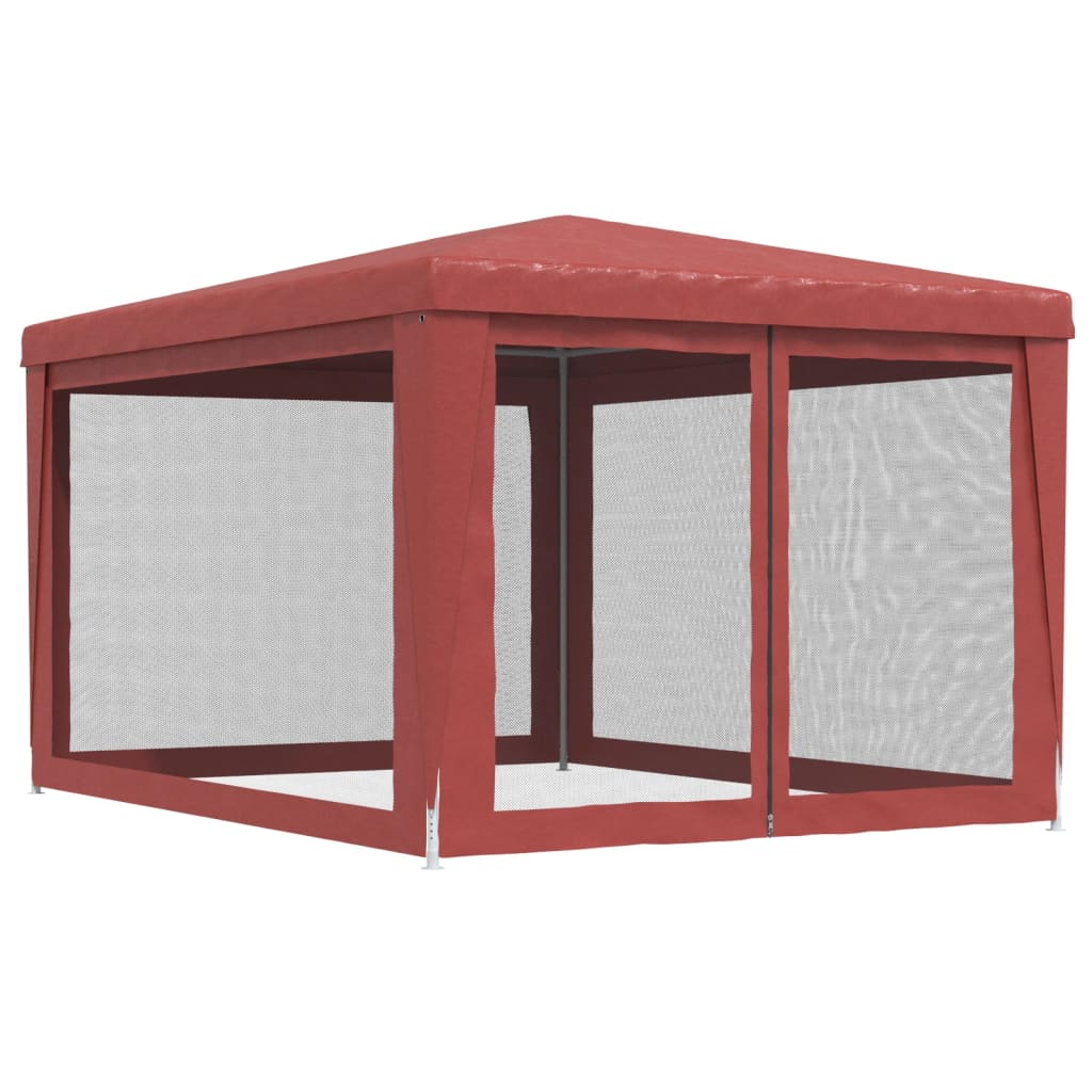 Party Tent with 4 Mesh Sidewalls Red 9.8'x13.1' HDPE J344