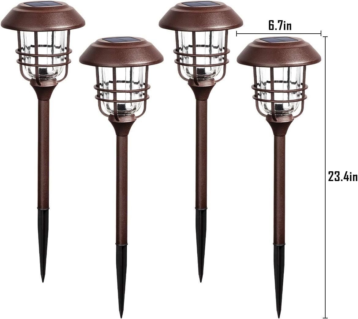 4 Pack Solar Glass and Metal Path Lights A866958