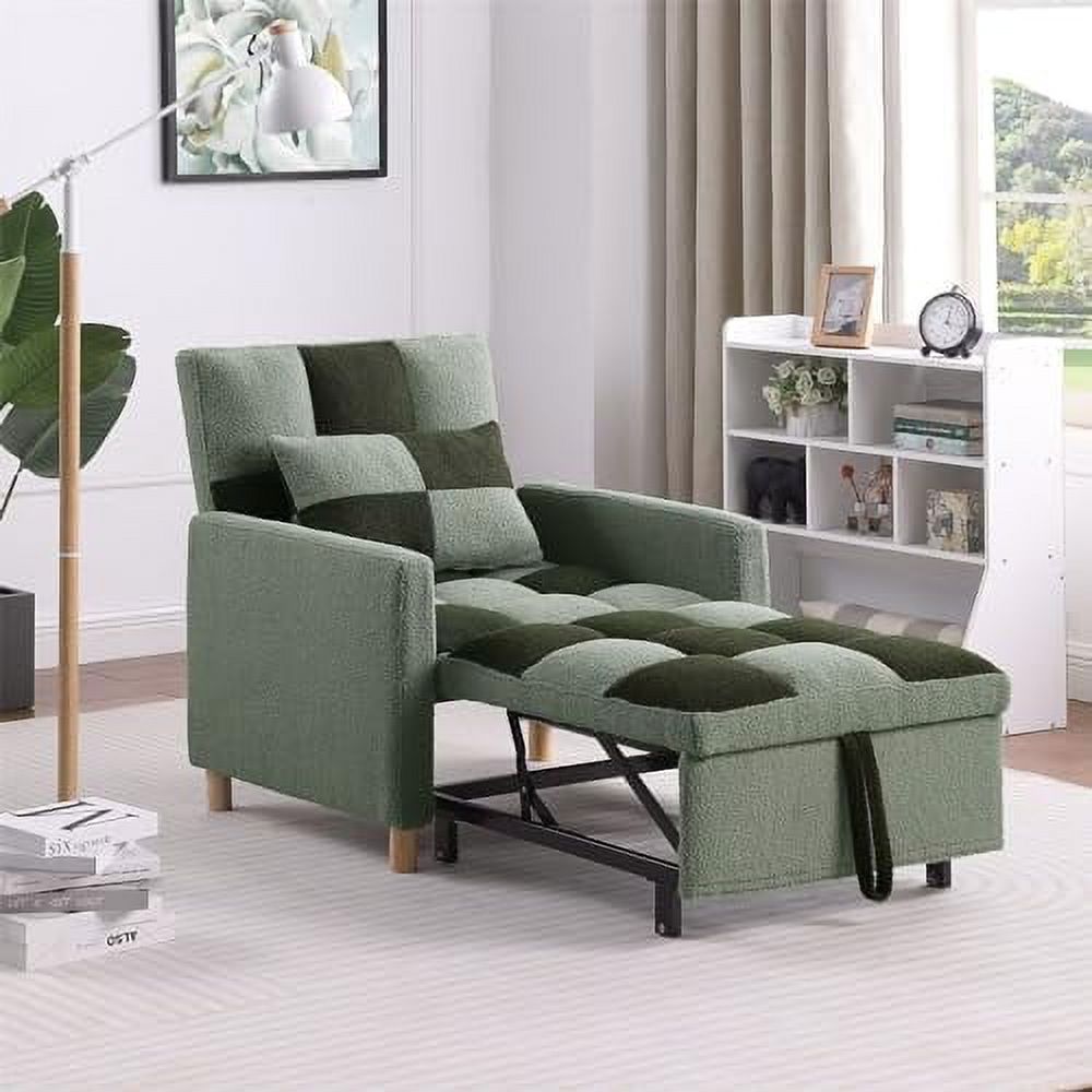 Convertible Sleeper Sofa Chair Bed 3-in-1 Velvet Couch with Pull-Out Bed Gray Q3194