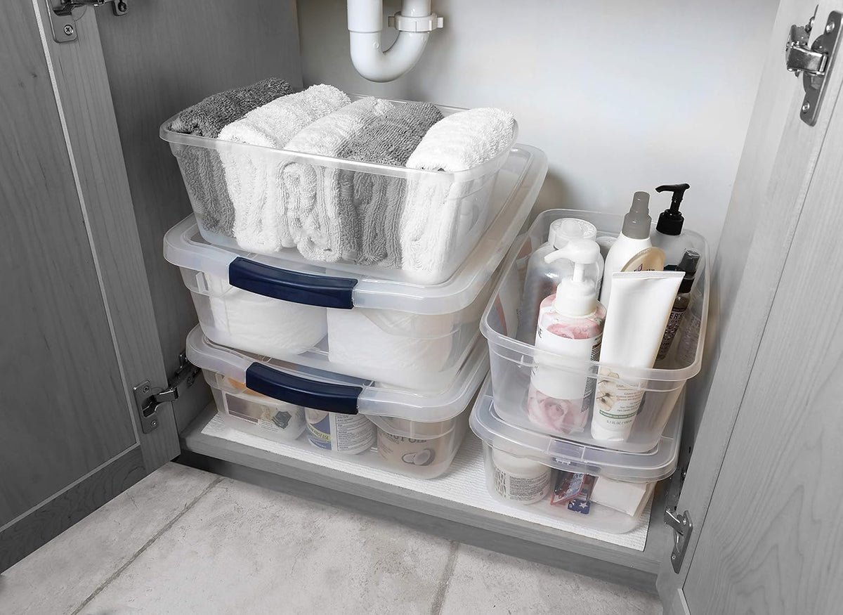 Clear 16 QT Pack of 6 Stackable Plastic Storage Containers with Latching Clear Lids G282395