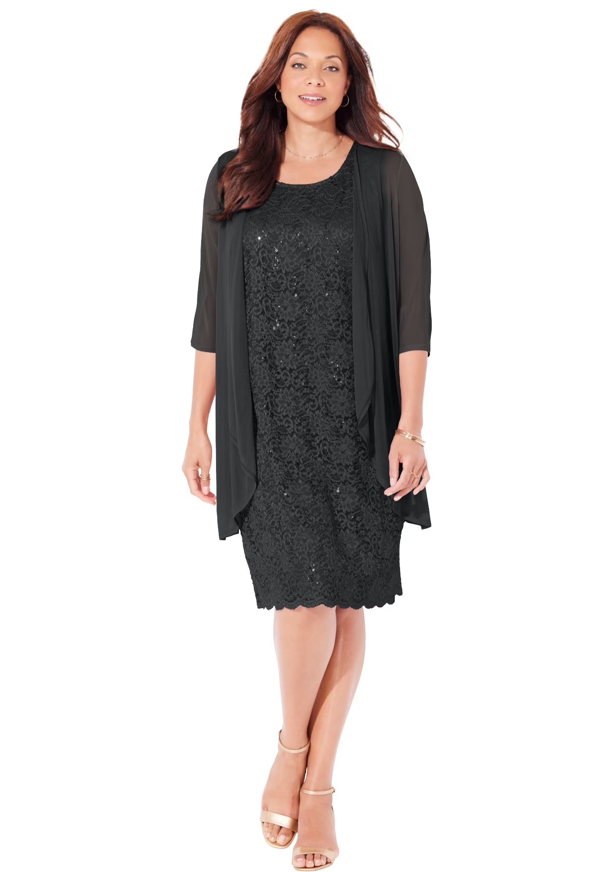Sparkling Lace Jacket Dress M788